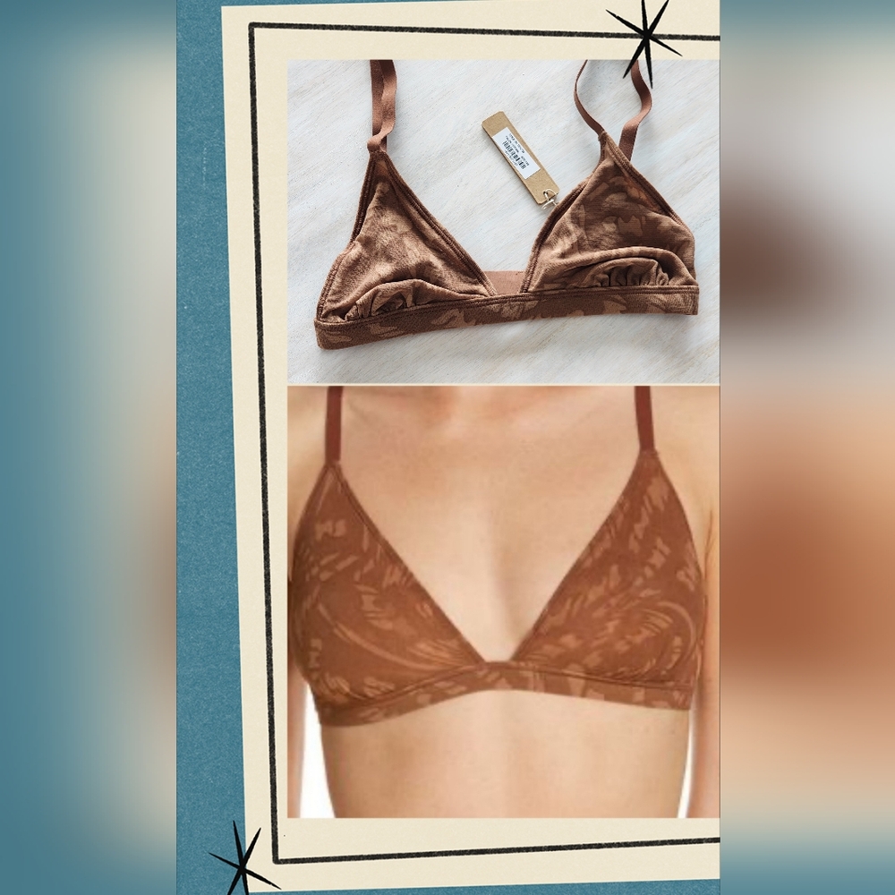 NWT SKIMS 4X Summer Mesh Triangle Bralette LATTE SWIRL